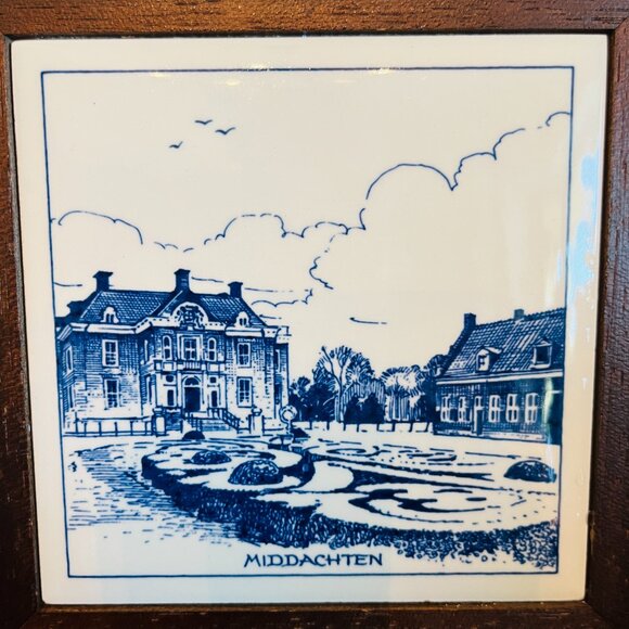 Vintage Blue & White Delft Tile Germany Wall Gallery Cottagecore 5.5" x 5.5" Th - Picture 2 of 6